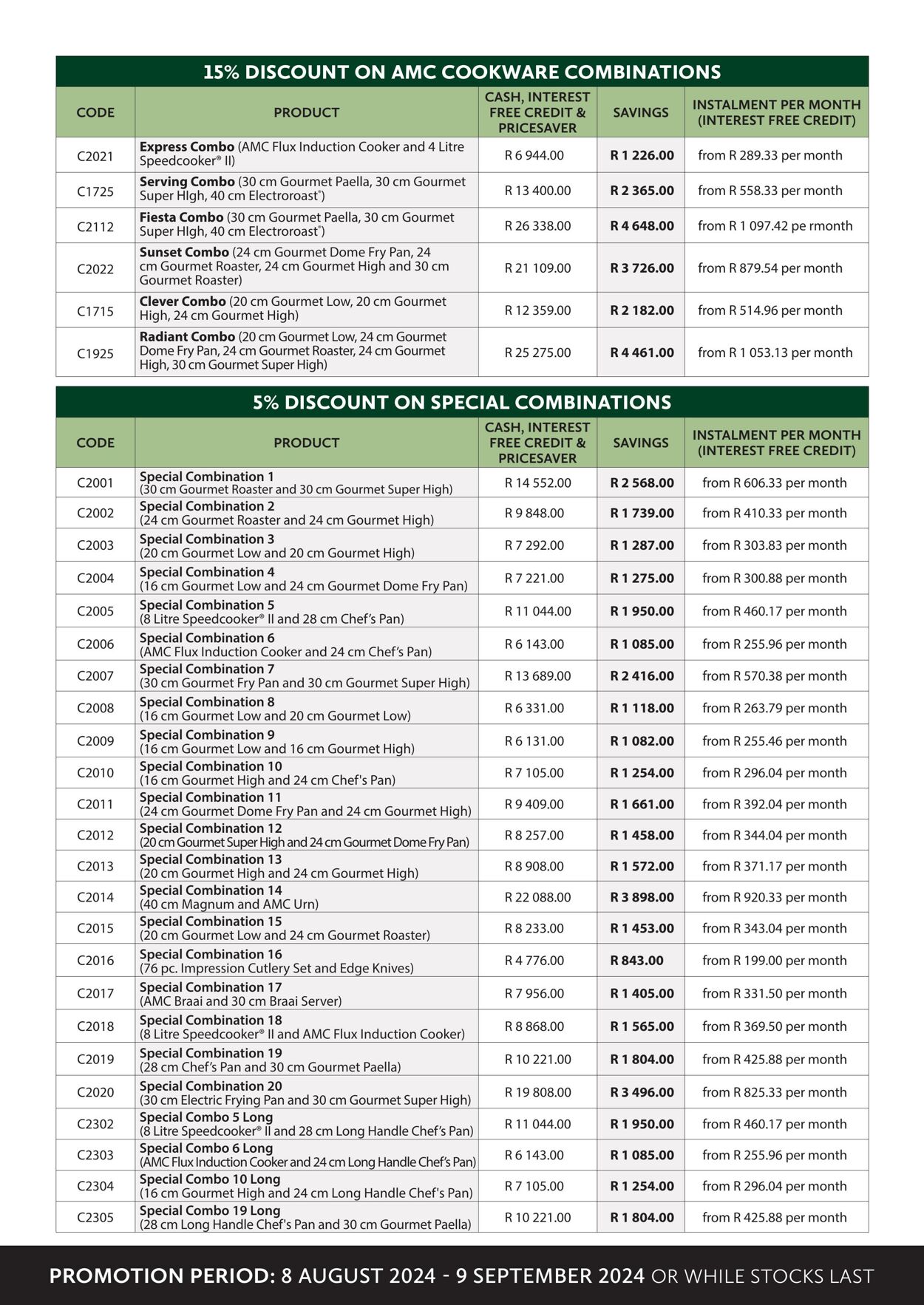 Special AMC Cookware 08.08.2024 - 09.09.2024