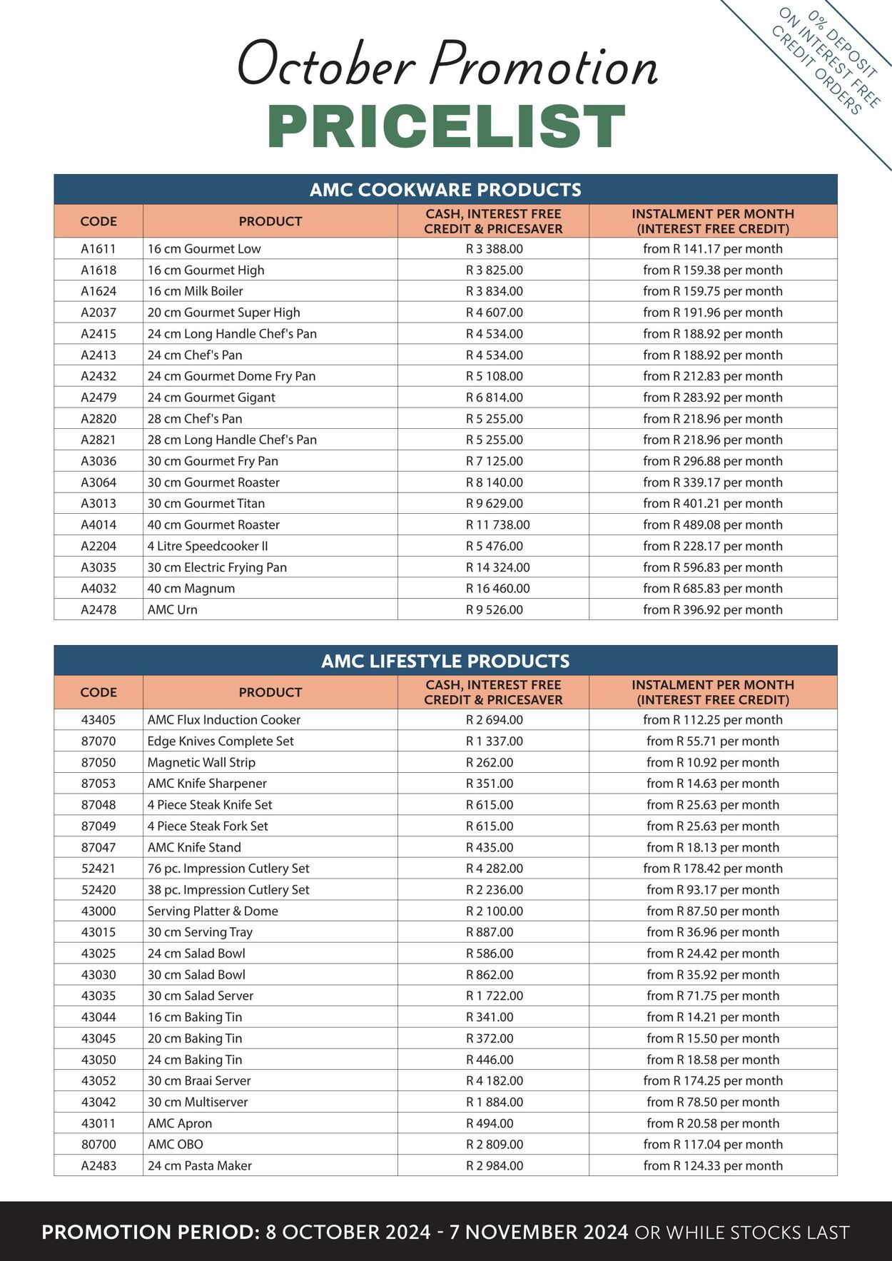 Special AMC Cookware 08.10.2024 - 07.11.2024