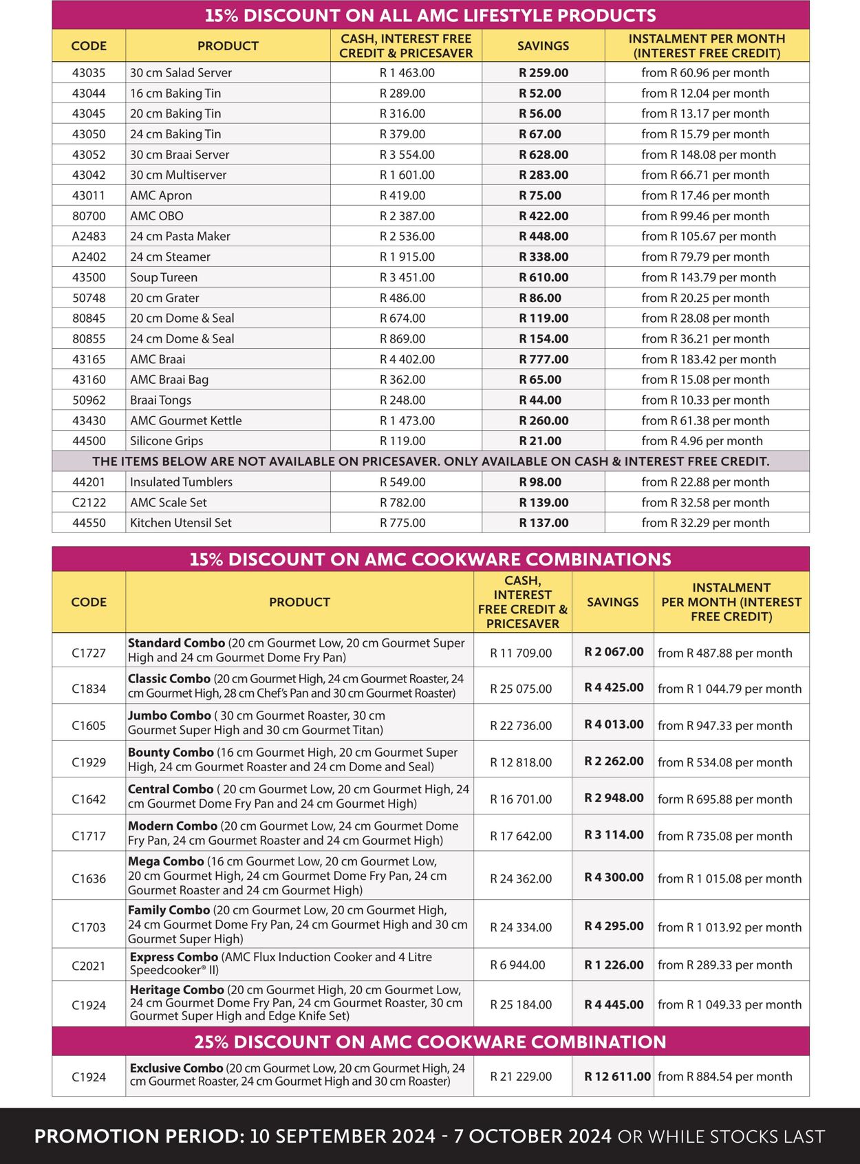 Special AMC Cookware 01.09.2024 - 30.09.2024