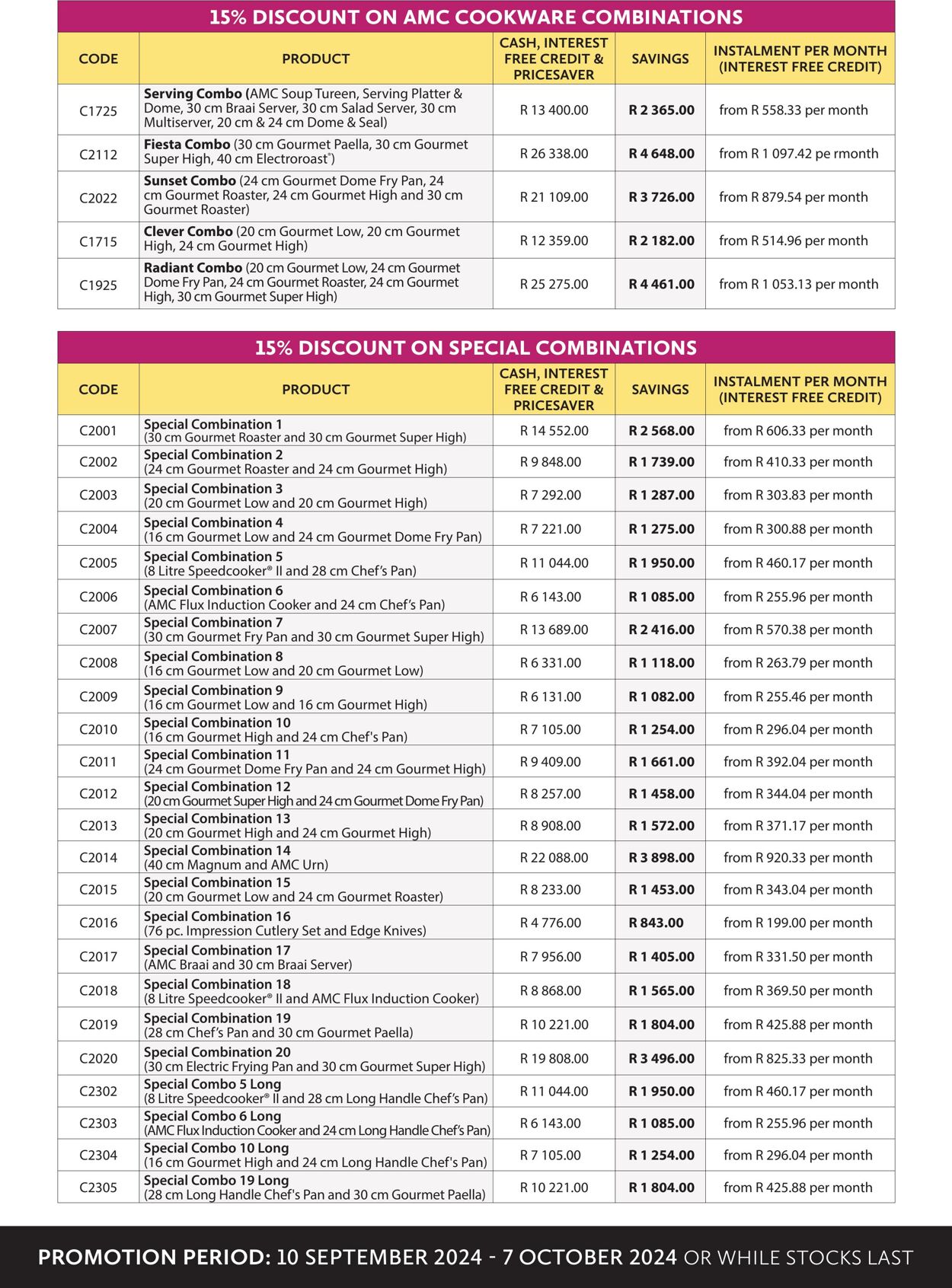 Special AMC Cookware 01.09.2024 - 30.09.2024