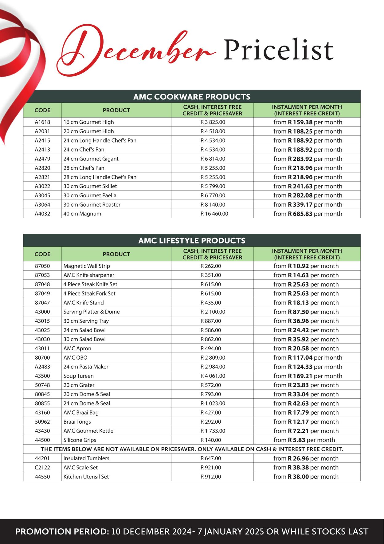 Special AMC Cookware 10.12.2024 - 07.01.2025