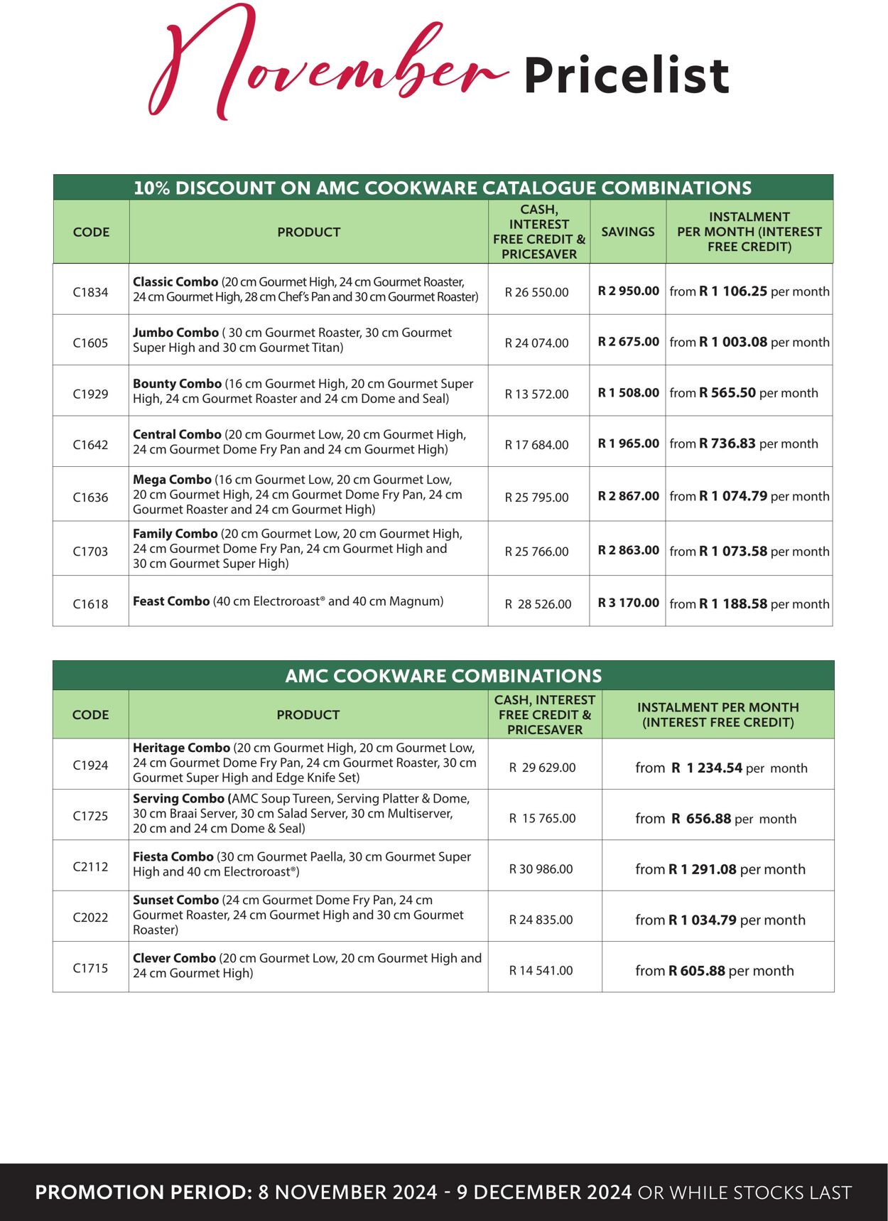 Special AMC Cookware 09.11.2024 - 09.12.2024