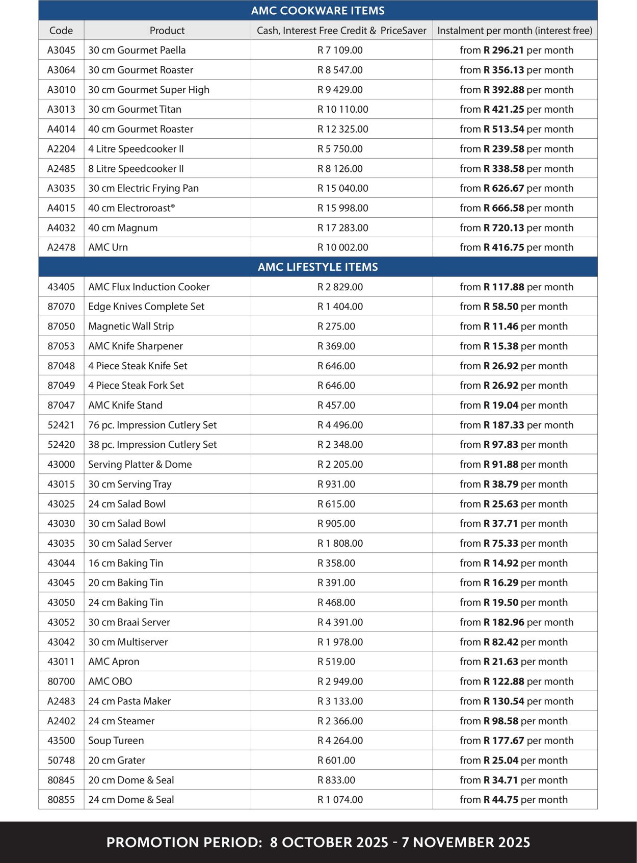 Special AMC Cookware 08.10.2025 - 07.11.2025