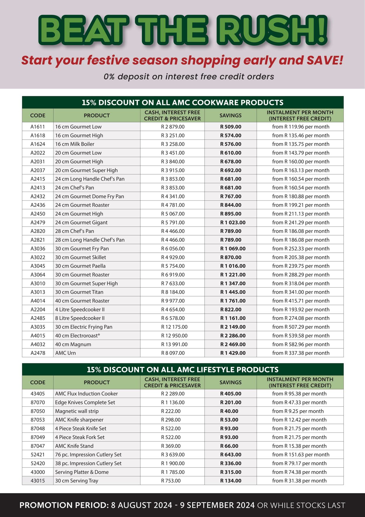 Special AMC Cookware 08.08.2024 - 09.09.2024