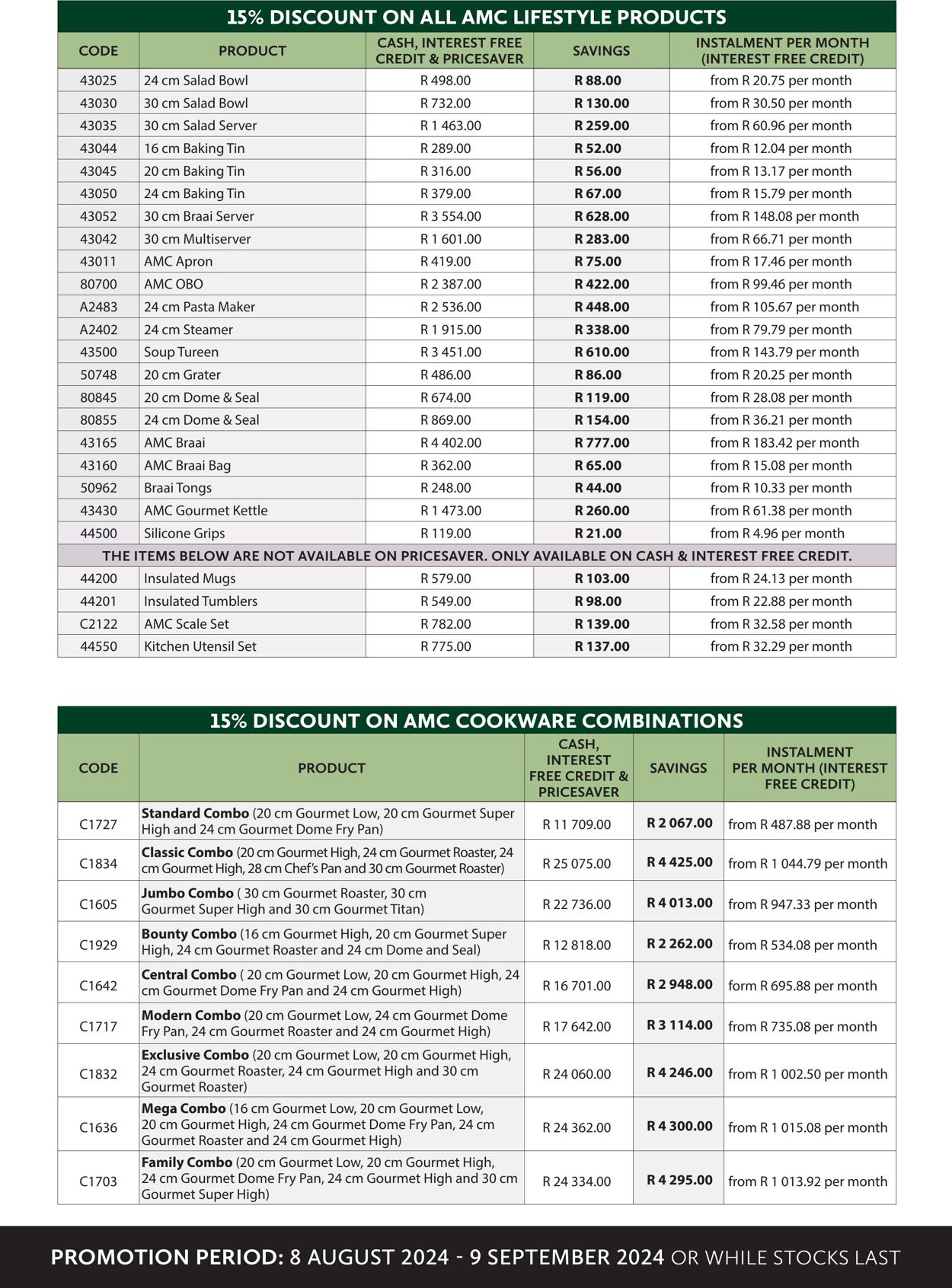 Special AMC Cookware 08.08.2024 - 09.09.2024