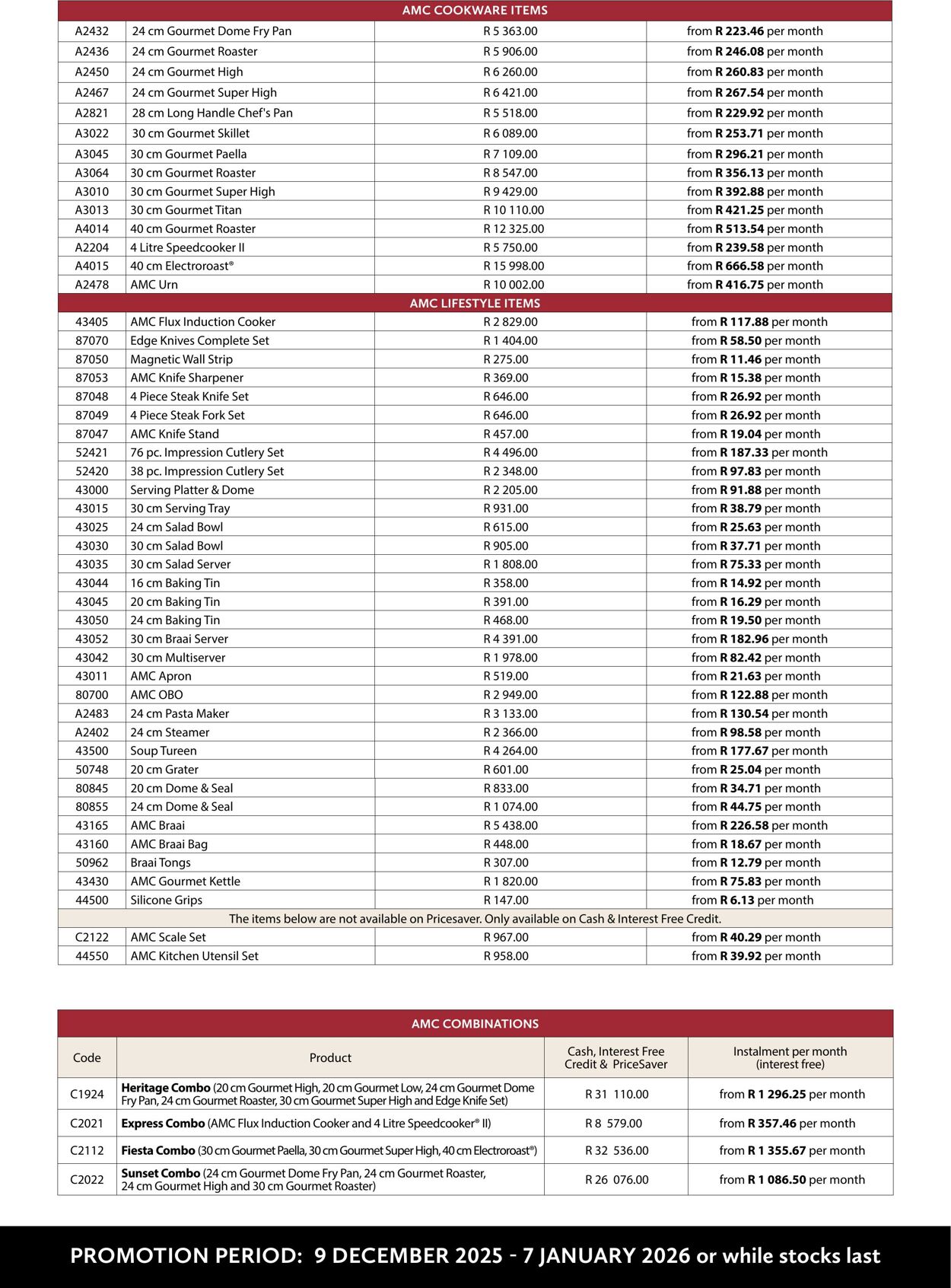 Special AMC Cookware 01.12.2025 - 31.12.2025