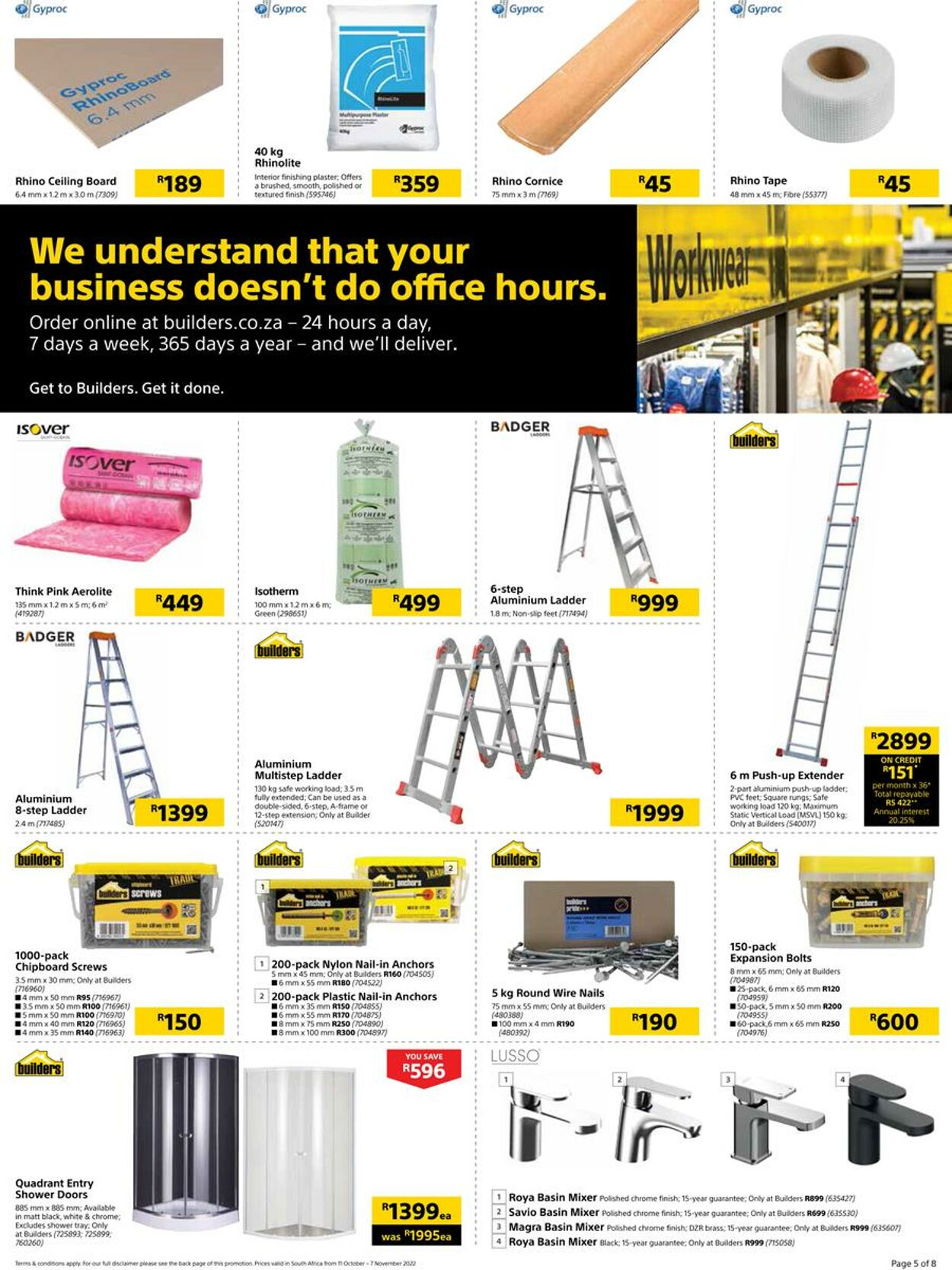 Commercial Extention Ladder 3,6m - 6,6m, SA LADDER - Cashbuild