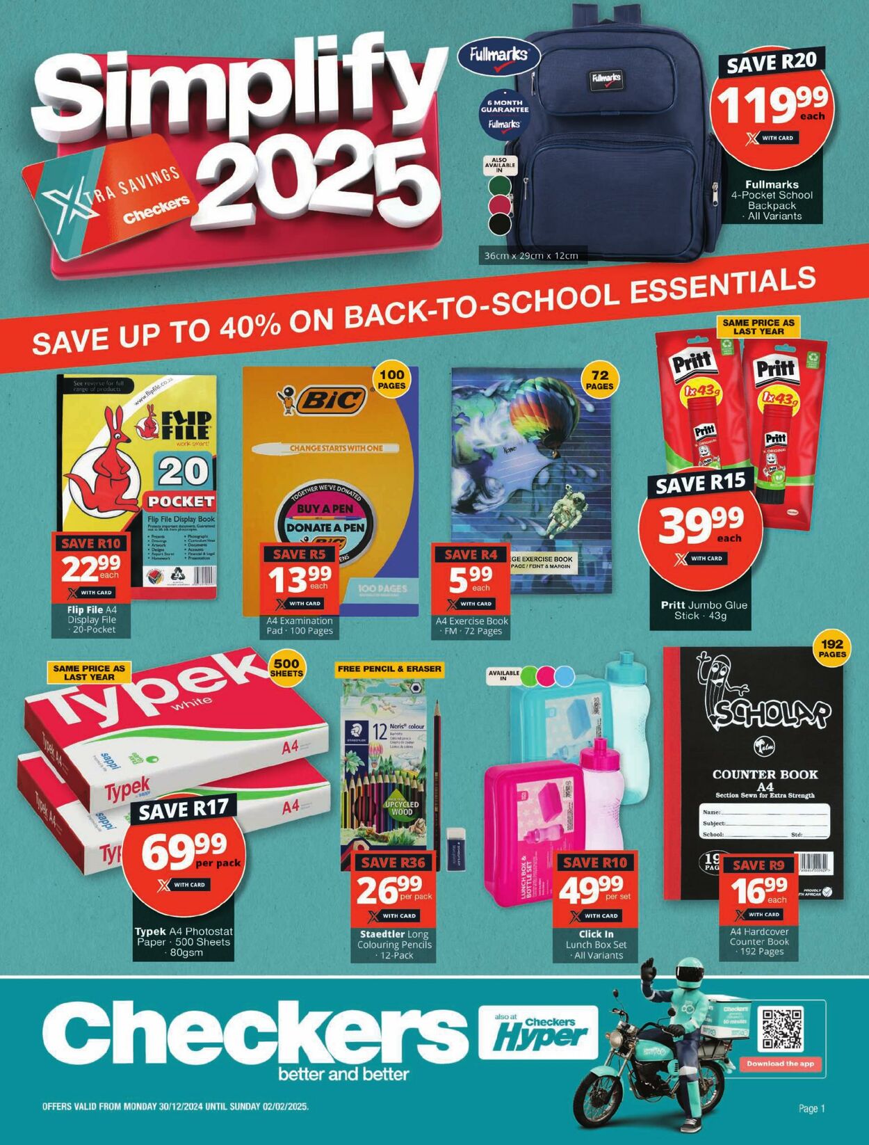 Special Checkers - Checkers Back To School Promotion | 30 December 2024 - 02 February 2025 30 Dec, 2024 - 2 Feb, 2025