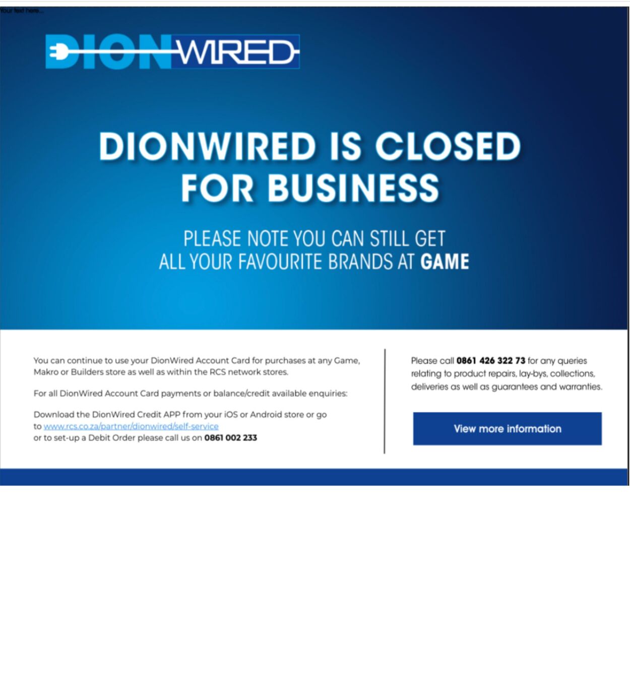 Dion Wired Promotional specials