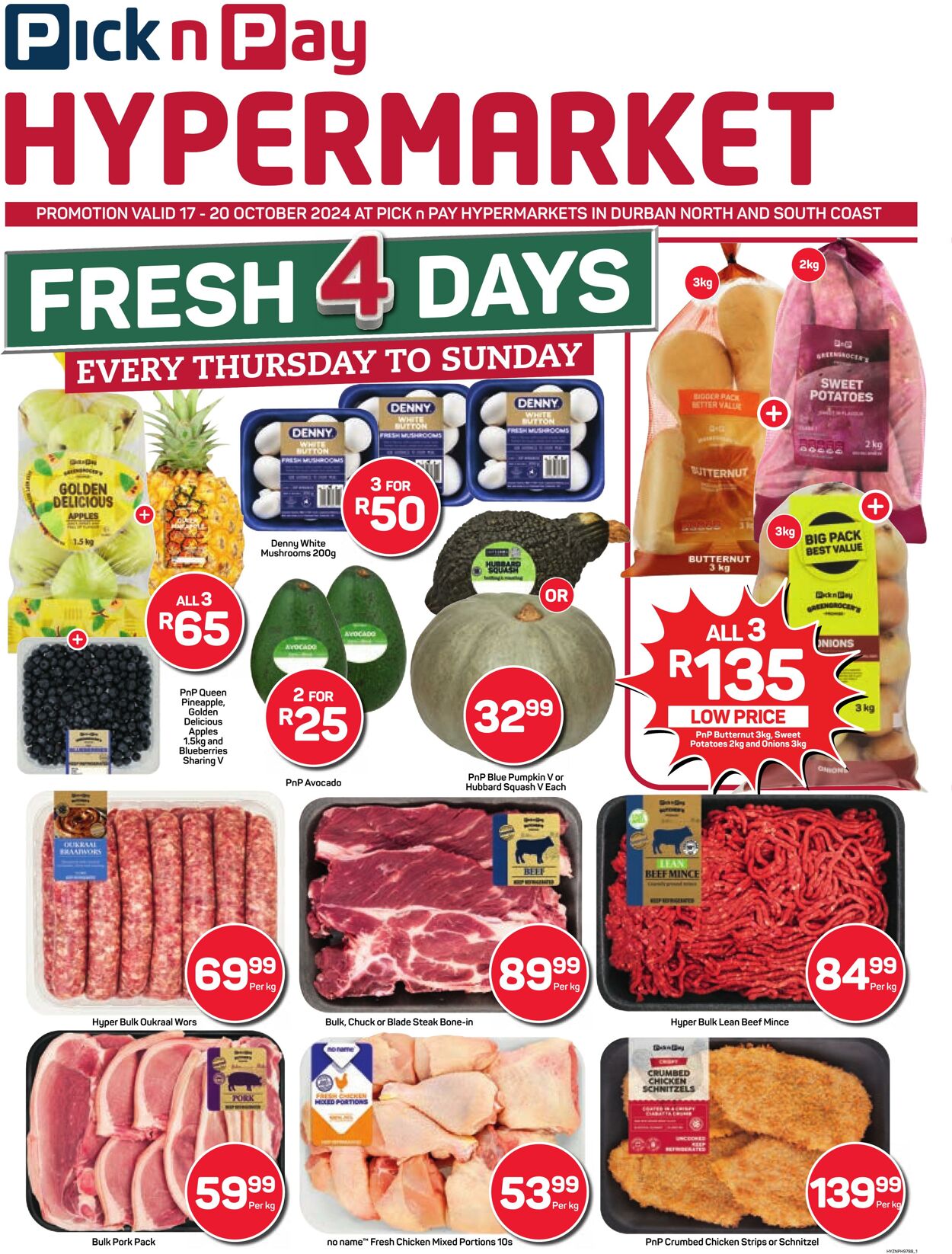 Special Pick n Pay - Hyper Fresh Specials 17 Oct, 2024 - 20 Oct, 2024